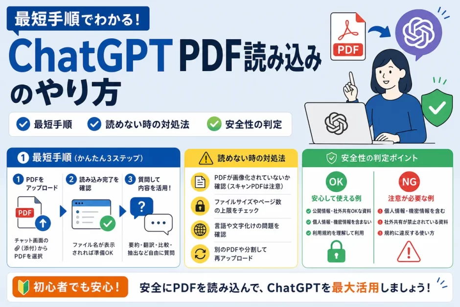 ChatGPT PDF読み込みのやり方｜最短手順・読めない時の対処・安全判定