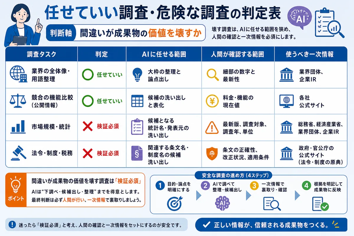 任せていい調査・危険な調査の判定表