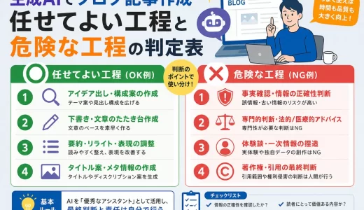 生成AIでブログ記事作成｜任せてよい工程と危険な工程の判定表