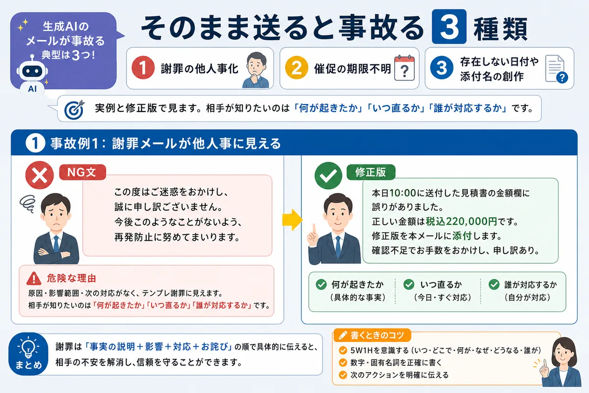 そのまま送ると事故るメール3種類