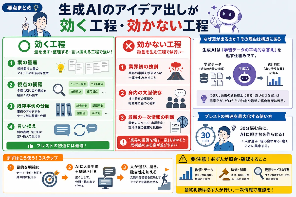 生成AIのアイデア出しが効く工程・効かない工程