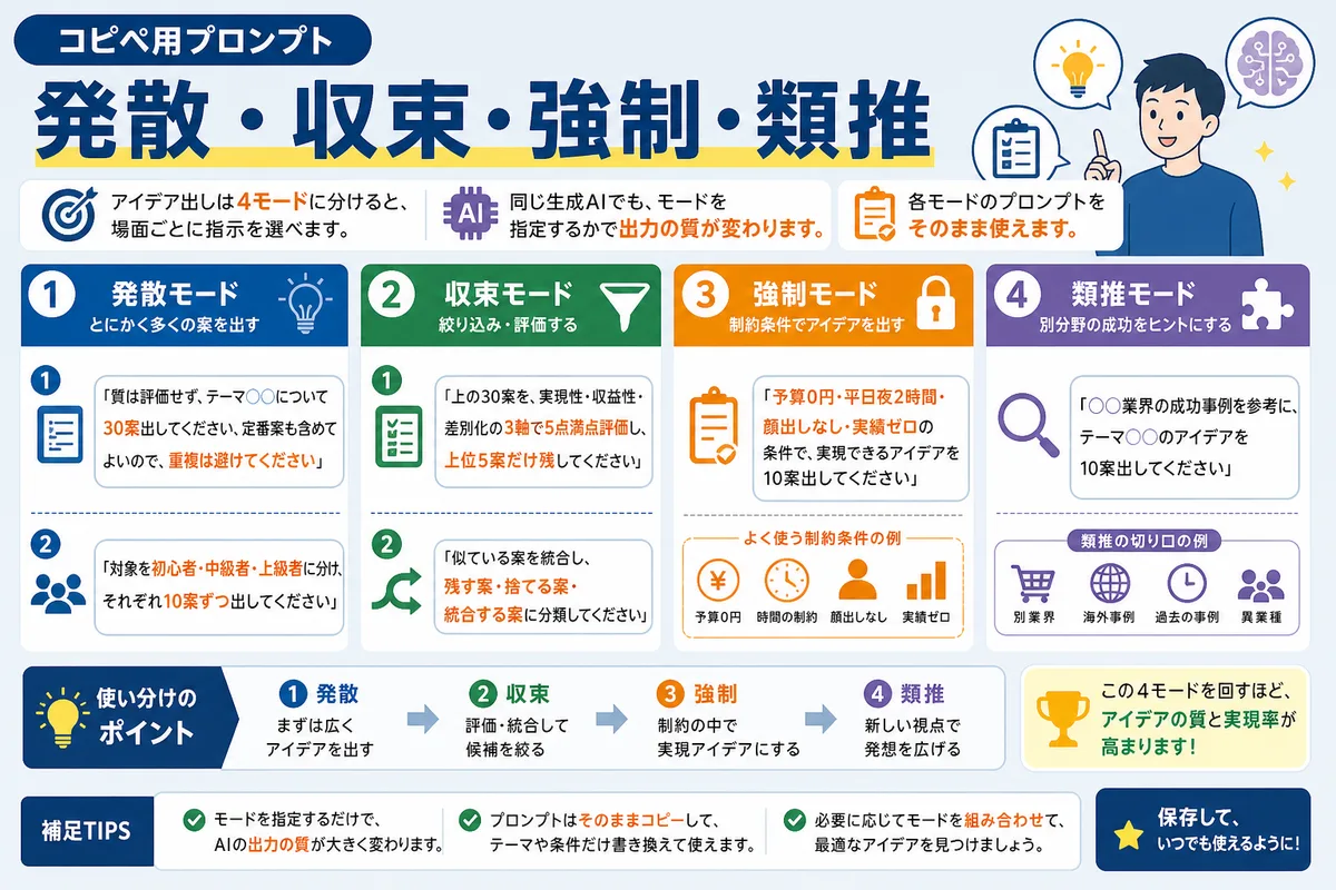 コピペ用プロンプト:発散・収束・強制・類推