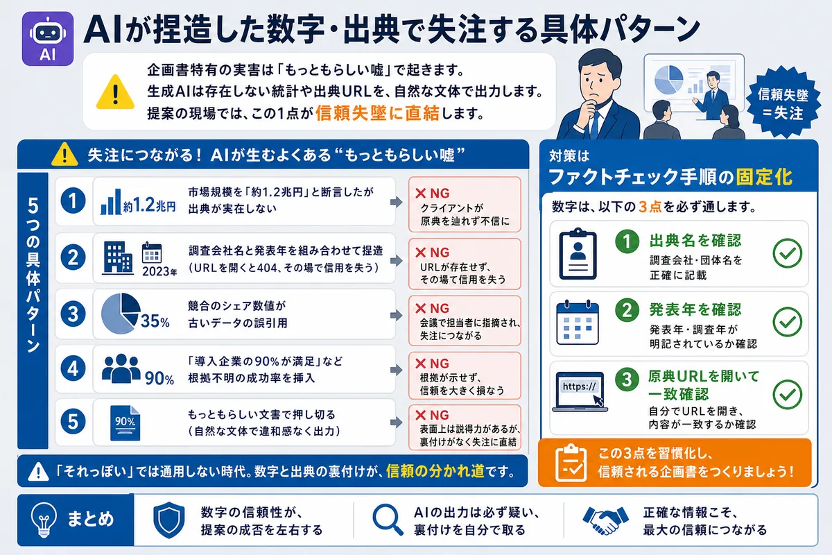 AIが捏造した数字・出典で失注する具体パターン