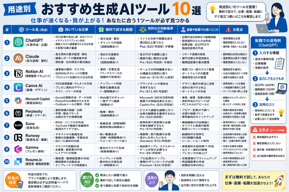 用途別おすすめ生成AIツール10選