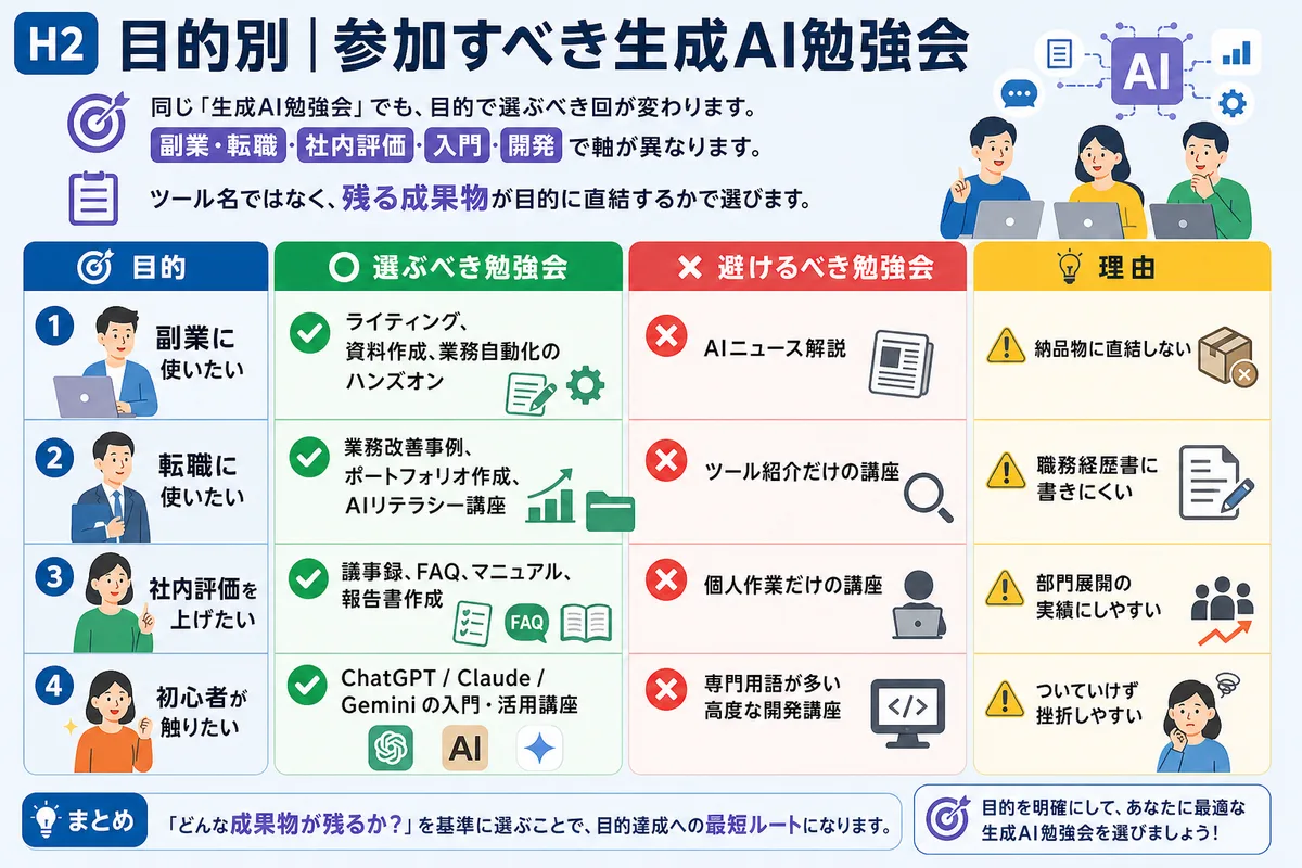目的別|参加すべき生成AI勉強会