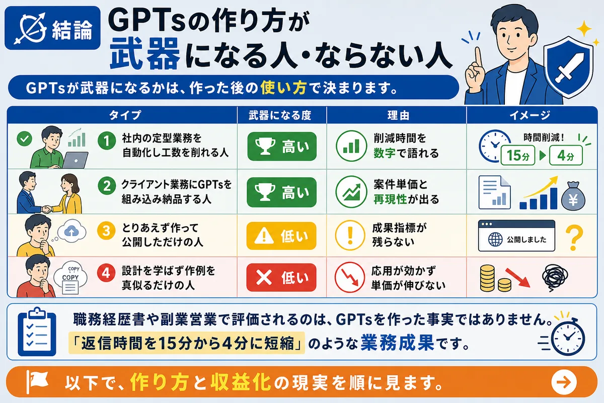 結論：GPTsの作り方が武器になる人・ならない人