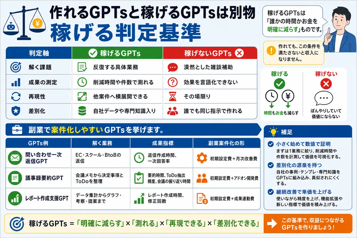 作れるGPTsと稼げるGPTsは別物｜稼げる判定基準