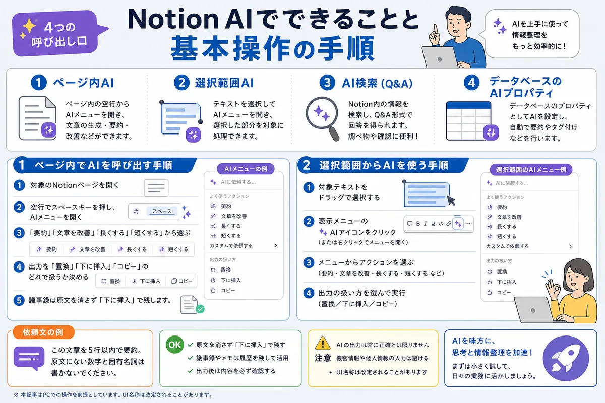 Notion AIでできることと基本操作の手順