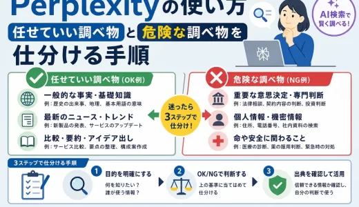 Perplexityの使い方｜任せていい調べ物と危険な調べ物を仕分ける手順