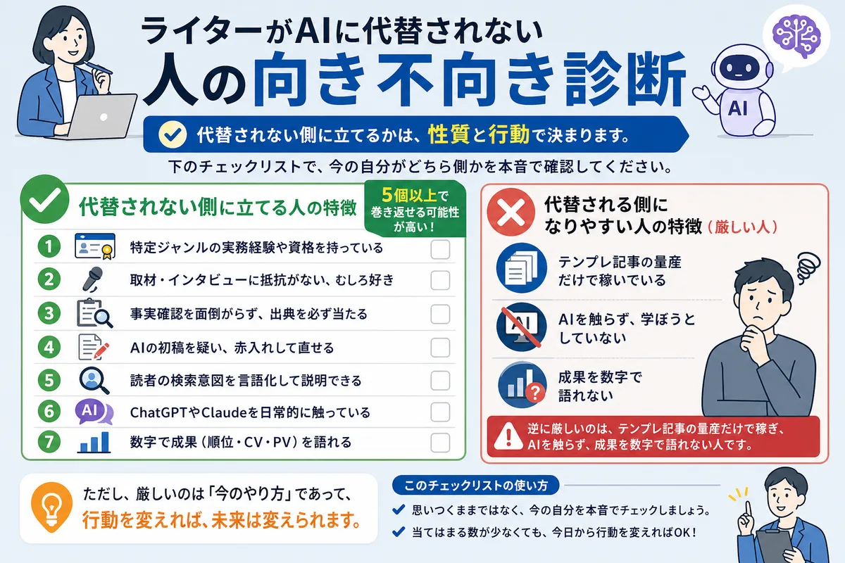 ライターがAIに代替されない人の向き不向き診断