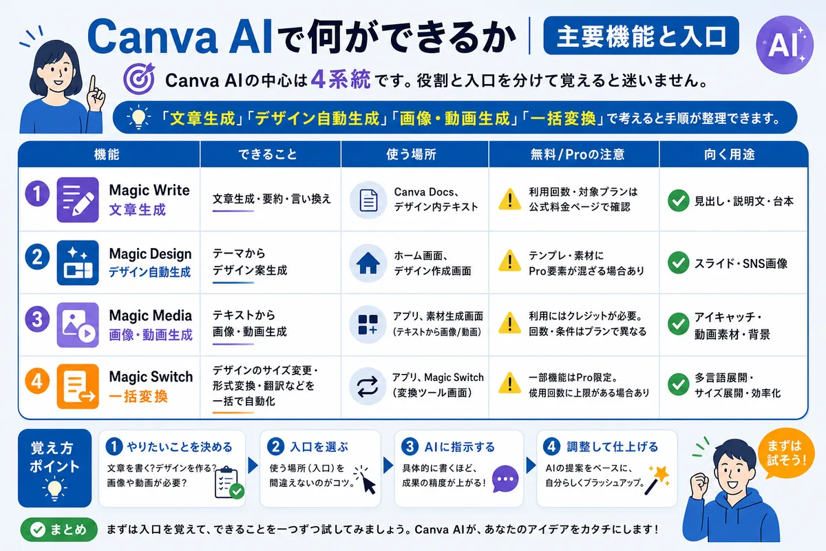 Canva AIで何ができるか|主要機能と入口