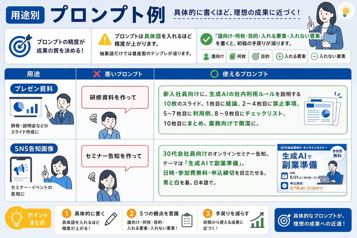 用途別プロンプト例