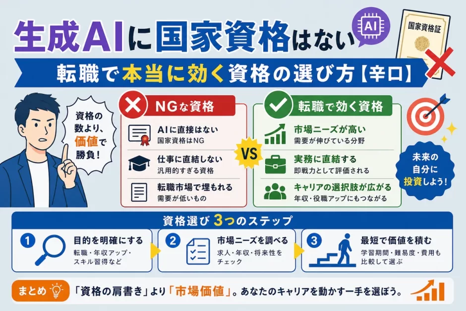 生成AIに国家資格はない｜転職で本当に効く資格の選び方【辛口】