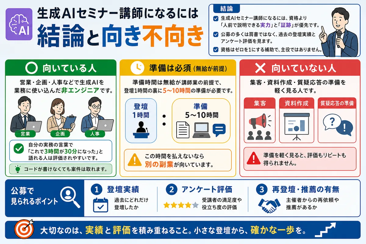 生成AIセミナー講師になるには結論と向き不向き