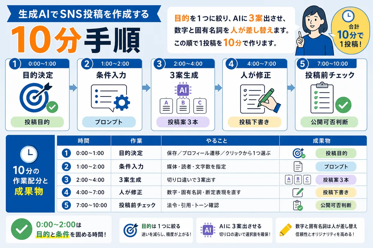 生成AIでSNS投稿を作成する10分手順